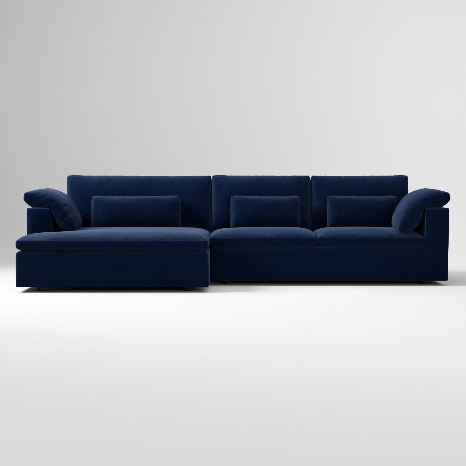 West Elm Harmony Navy Fabric 2 Piece Sectional - image-5
