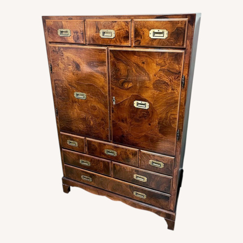 Used Dark Brown Wood Veneer Liquor Cabinet for sale on AptDeco
