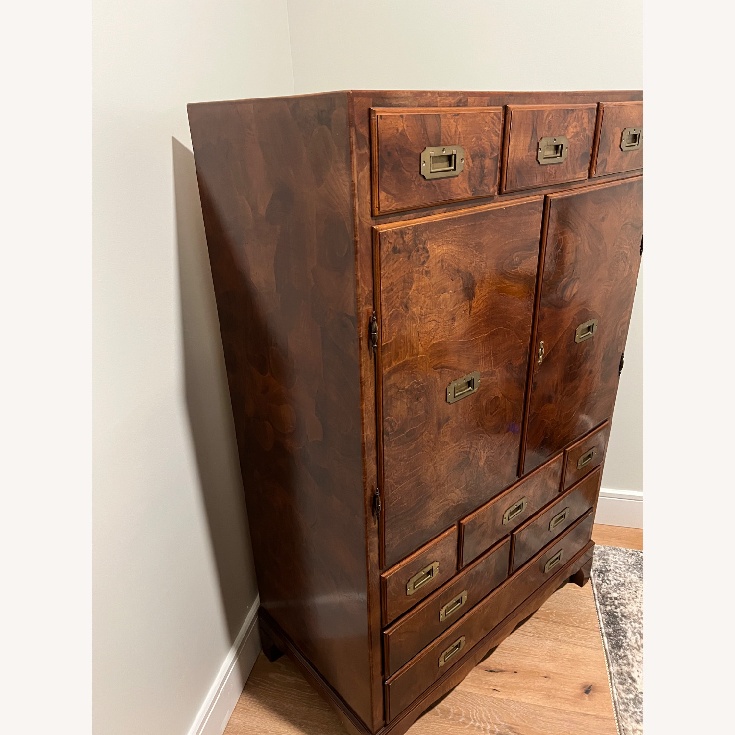 Dark Brown Wood Veneer Liquor Cabinet - image-3