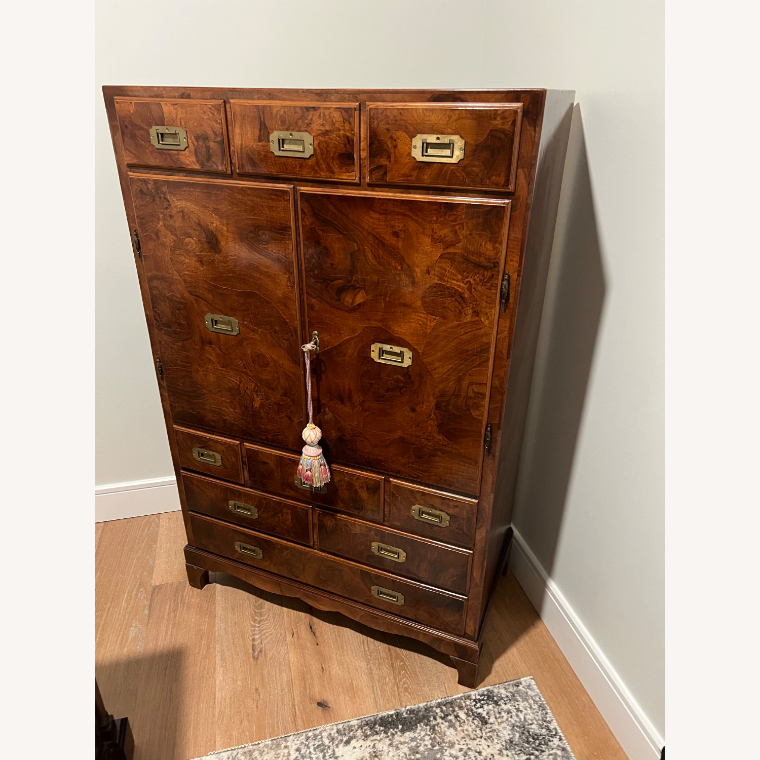 Dark Brown Wood Veneer Liquor Cabinet - image-2