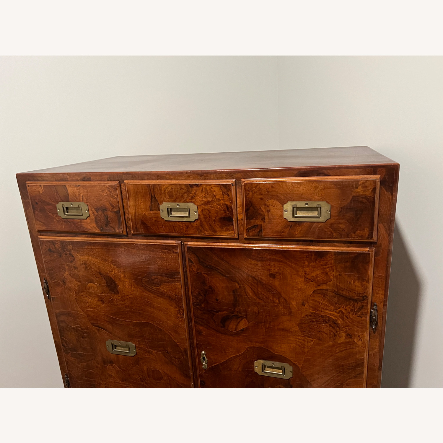 Dark Brown Wood Veneer Liquor Cabinet - image-4