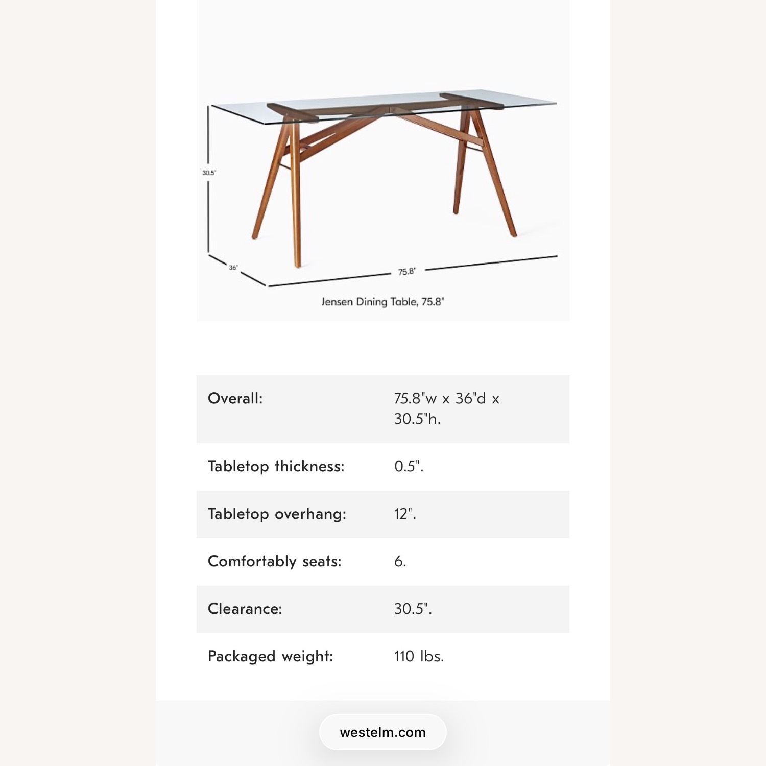 West Elm Jensen Glass Dining Table - image-4