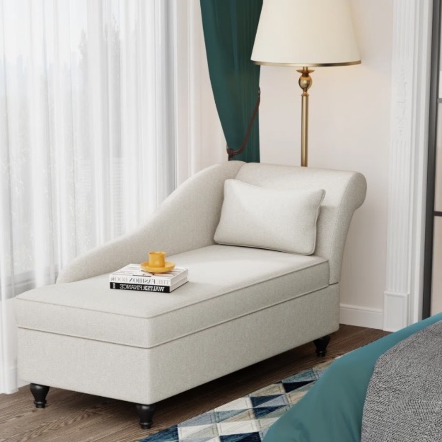 Wayfair Beige Linen Chaise Lounge - image-1