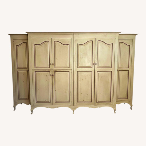 Used Custom Hand PaintedWhite Wood Armoire for sale on AptDeco