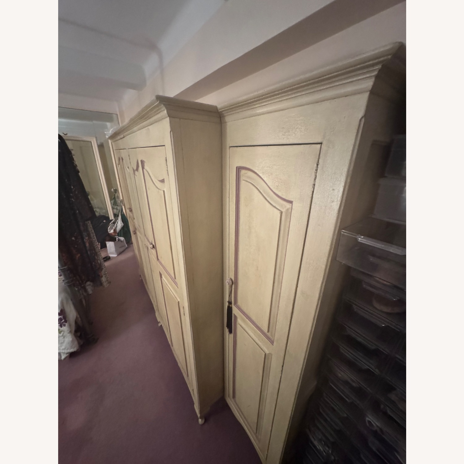 Custom Hand PaintedWhite Wood Armoire - image-2