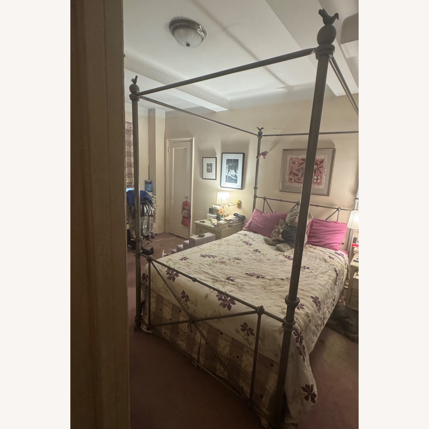 Artist’s Dark Gray Metal Queen Canopy Bed - image-1