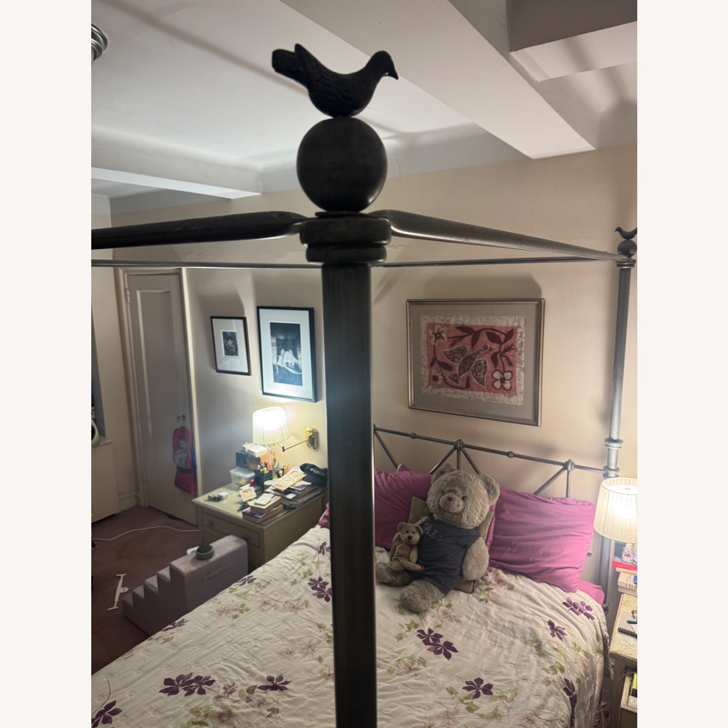 Artist’s Dark Gray Metal Queen Canopy Bed - image-3