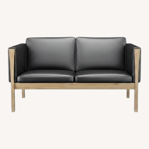 Used Hans Wegner Carl Hansen Black Leather Loveseat for sale on AptDeco