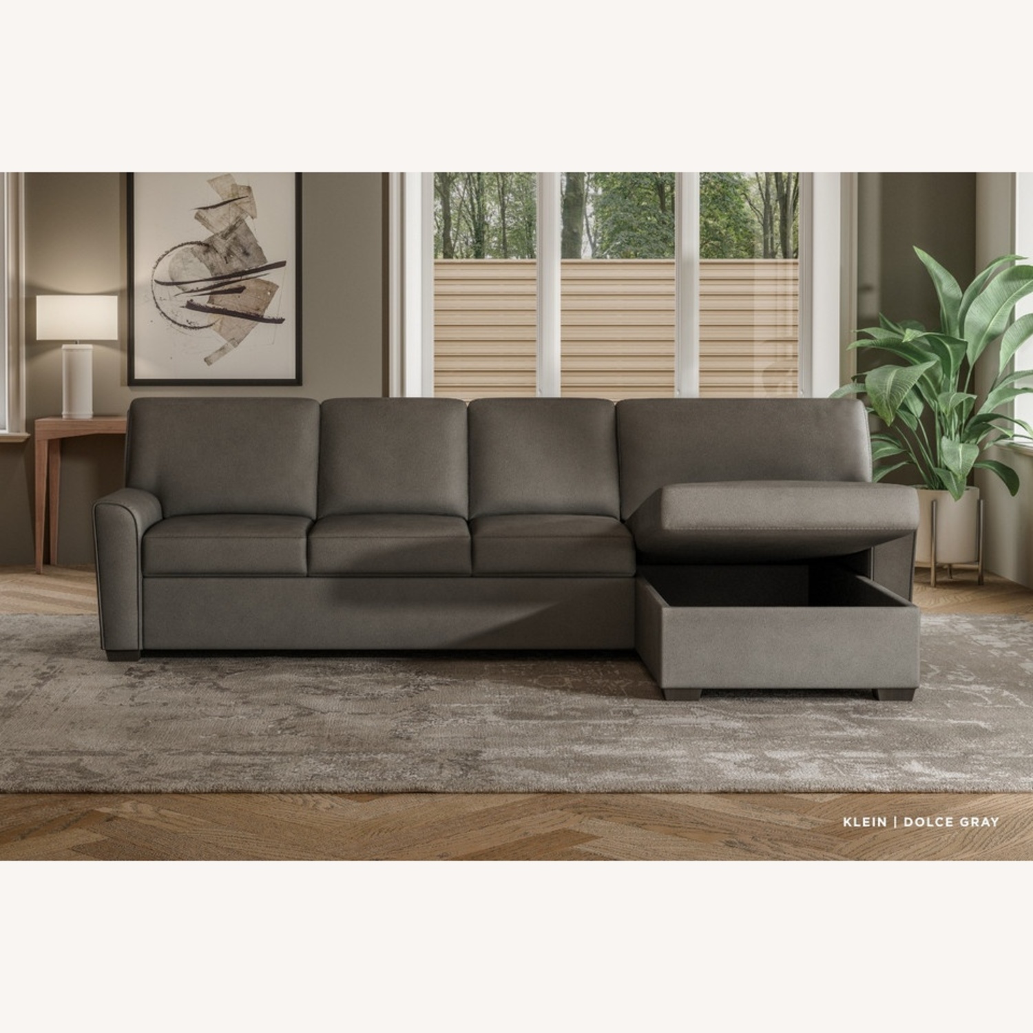 American Leather Klein Queen Sofa Bed + Storage Chaise - image-4