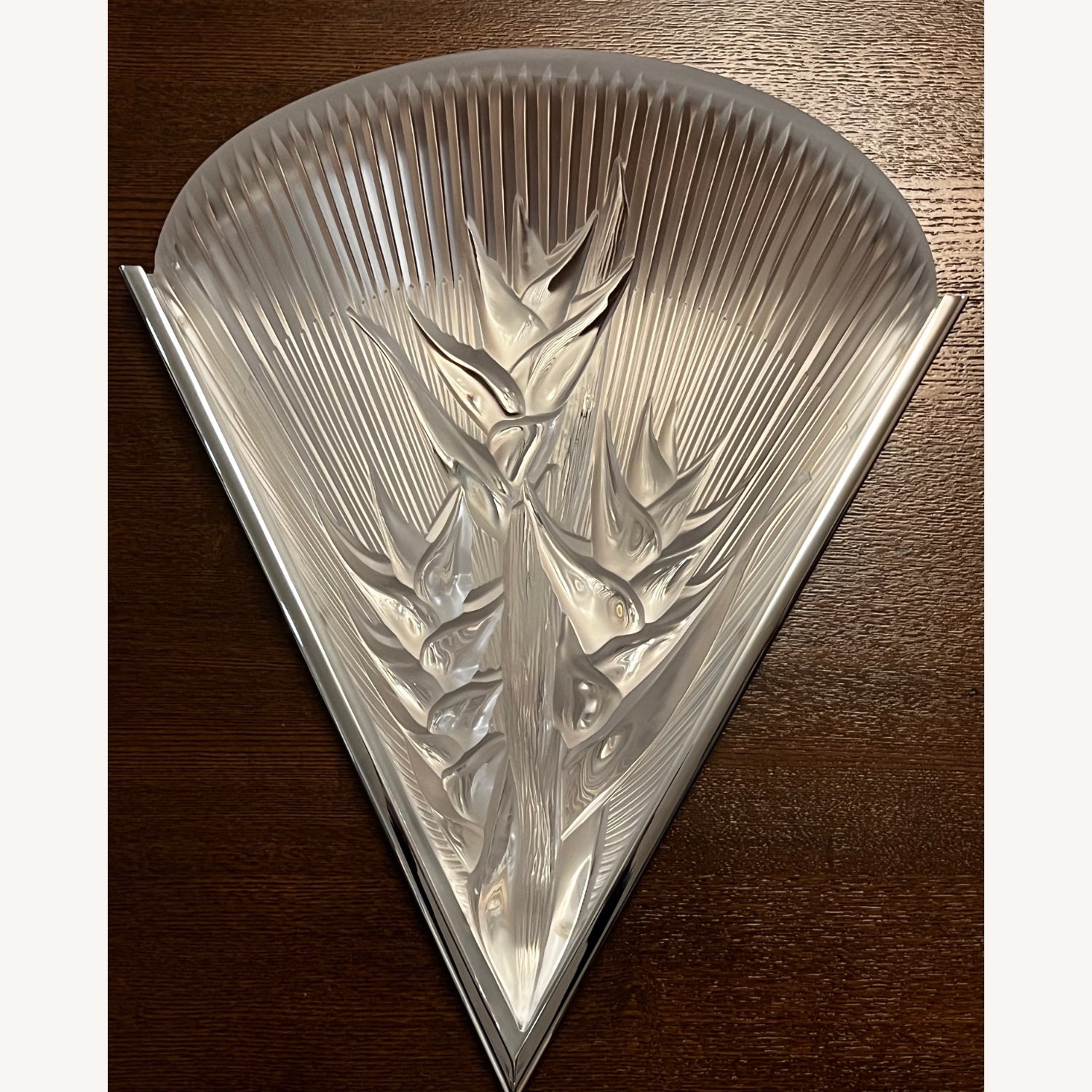 Lalique Heliconia White Crystal Wall Sconces Pair - image-5