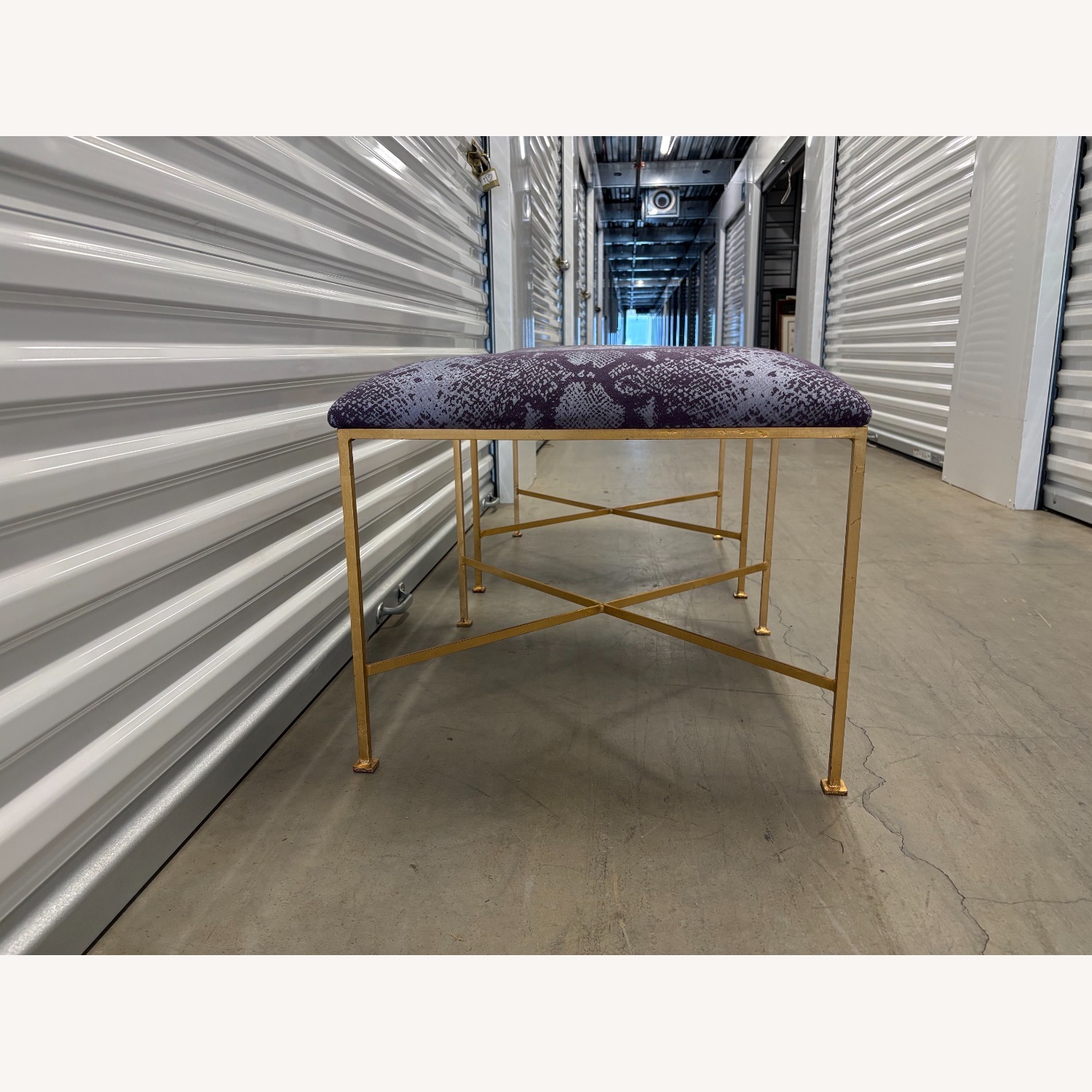 Glam Rock Snakeskin Benches With Brass X-Base - image-5