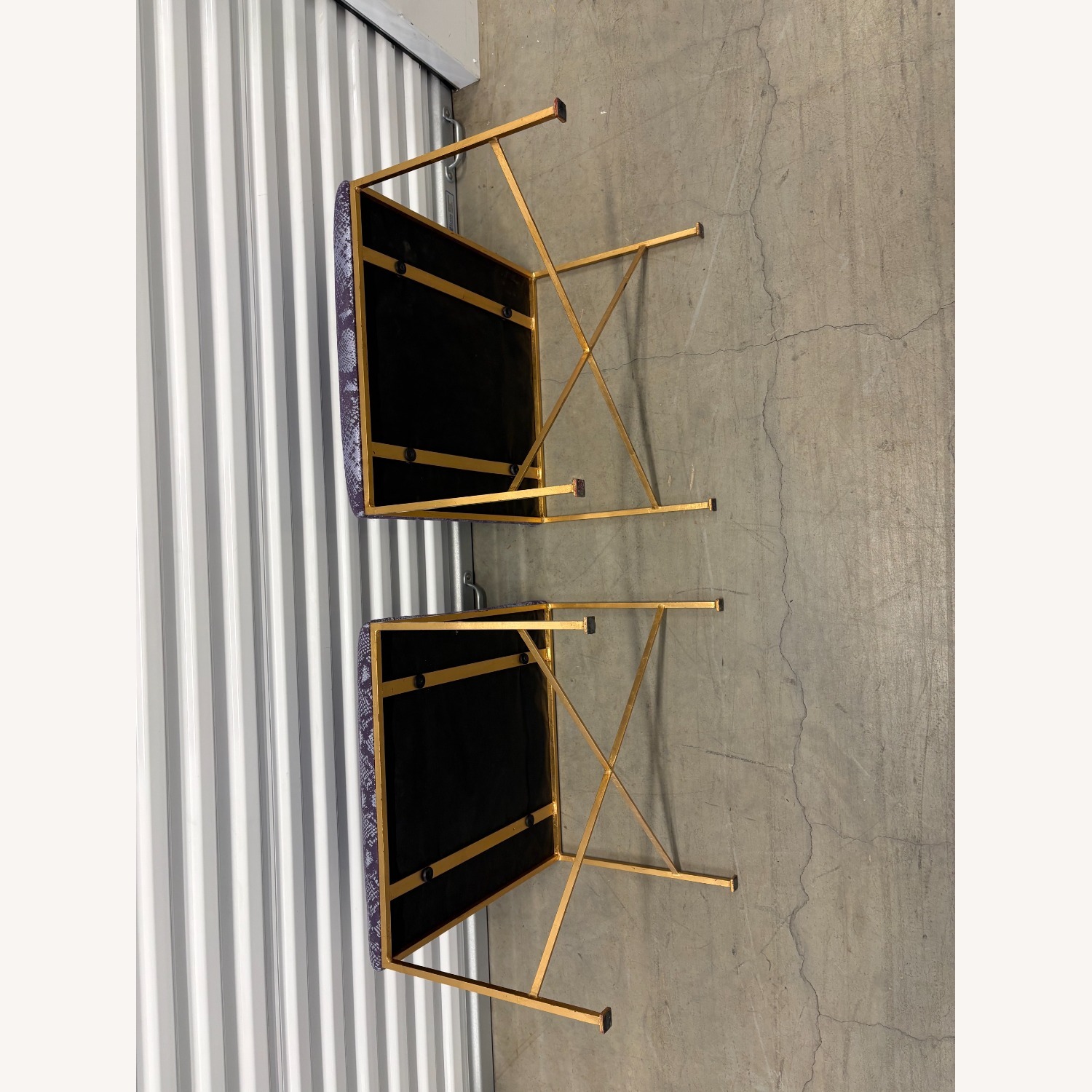 Glam Rock Snakeskin Benches With Brass X-Base - image-8