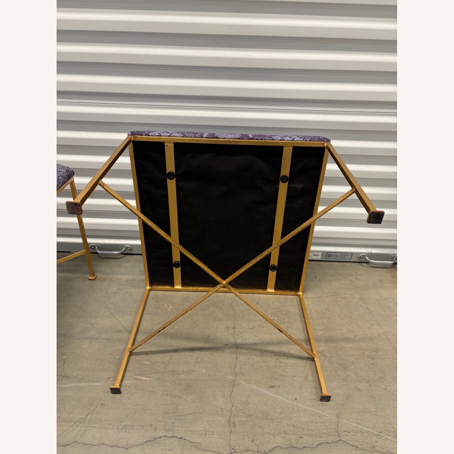 Glam Rock Snakeskin Benches With Brass X-Base - image-2