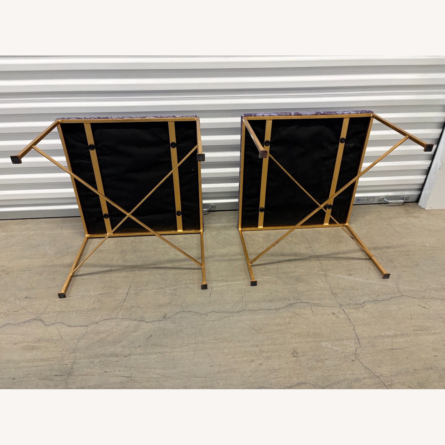 Glam Rock Snakeskin Benches With Brass X-Base - image-9