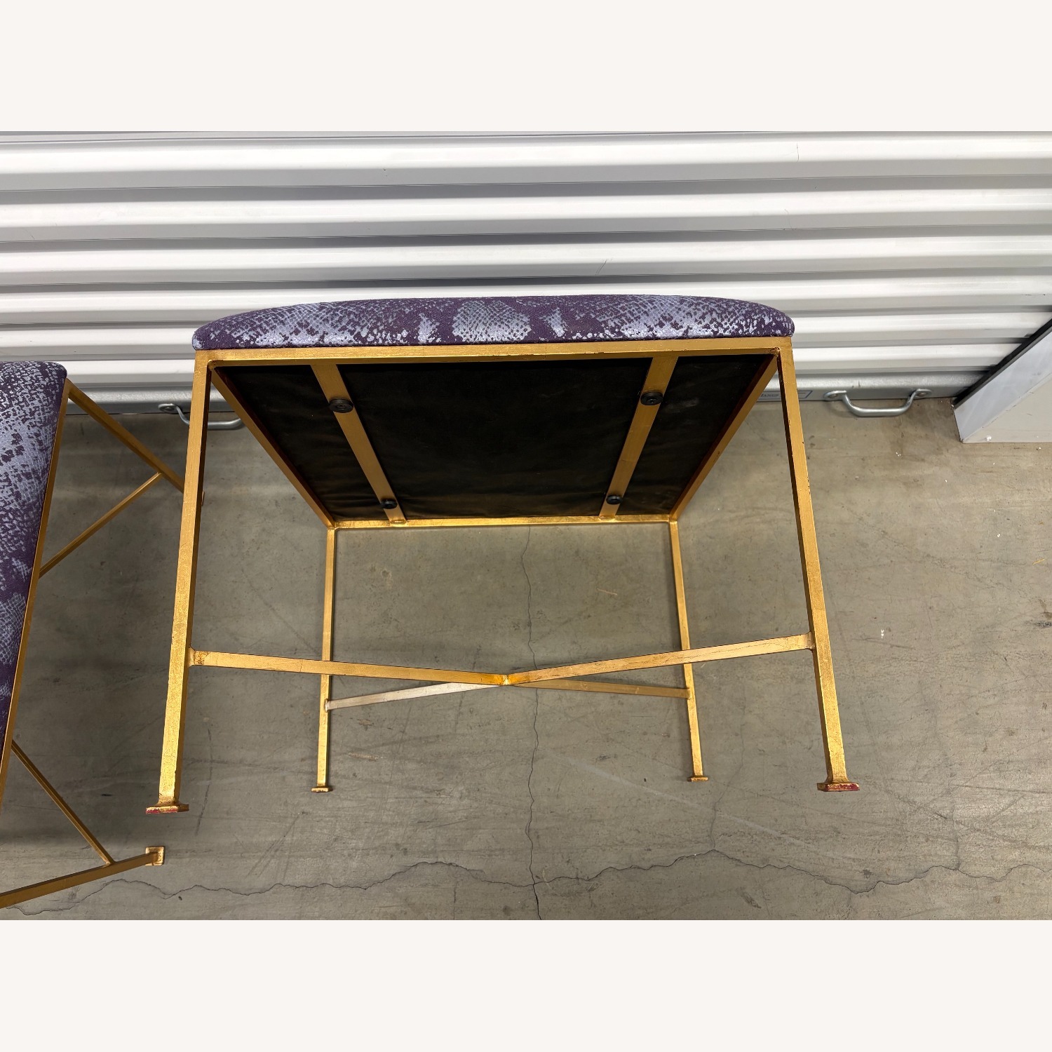 Glam Rock Snakeskin Benches With Brass X-Base - image-4
