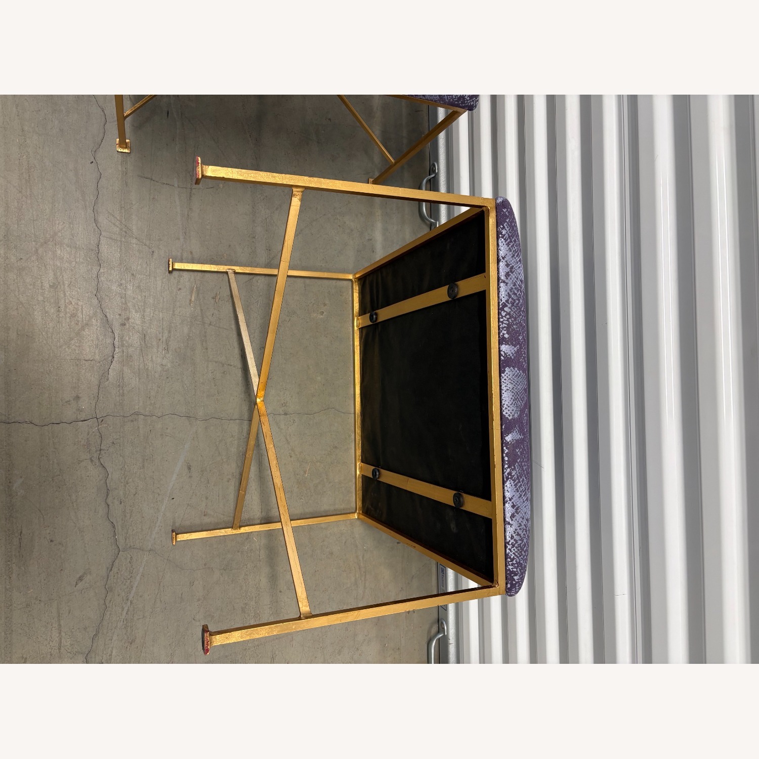 Glam Rock Snakeskin Benches With Brass X-Base - image-3