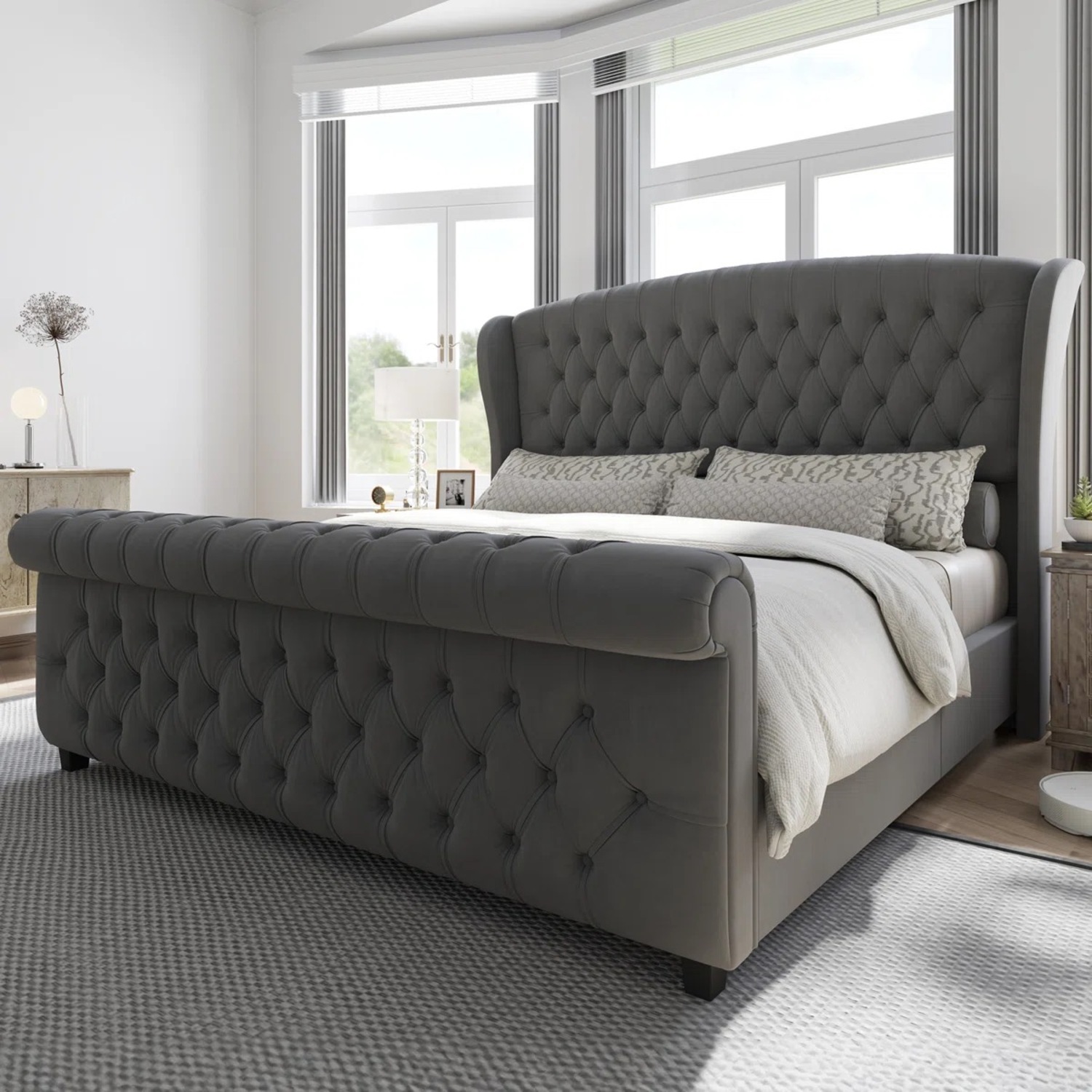 Wayfair Dulane Light Gray Wood Queen Bed - image-3