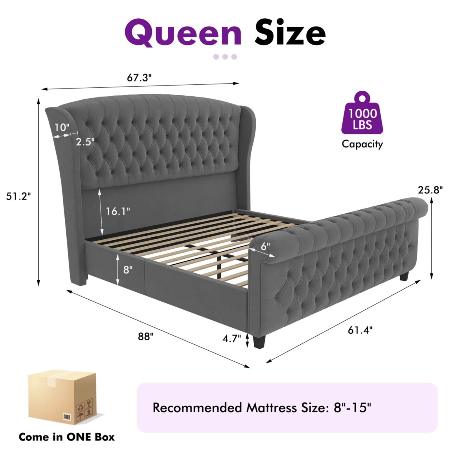 Wayfair Dulane Light Gray Wood Queen Bed - image-2