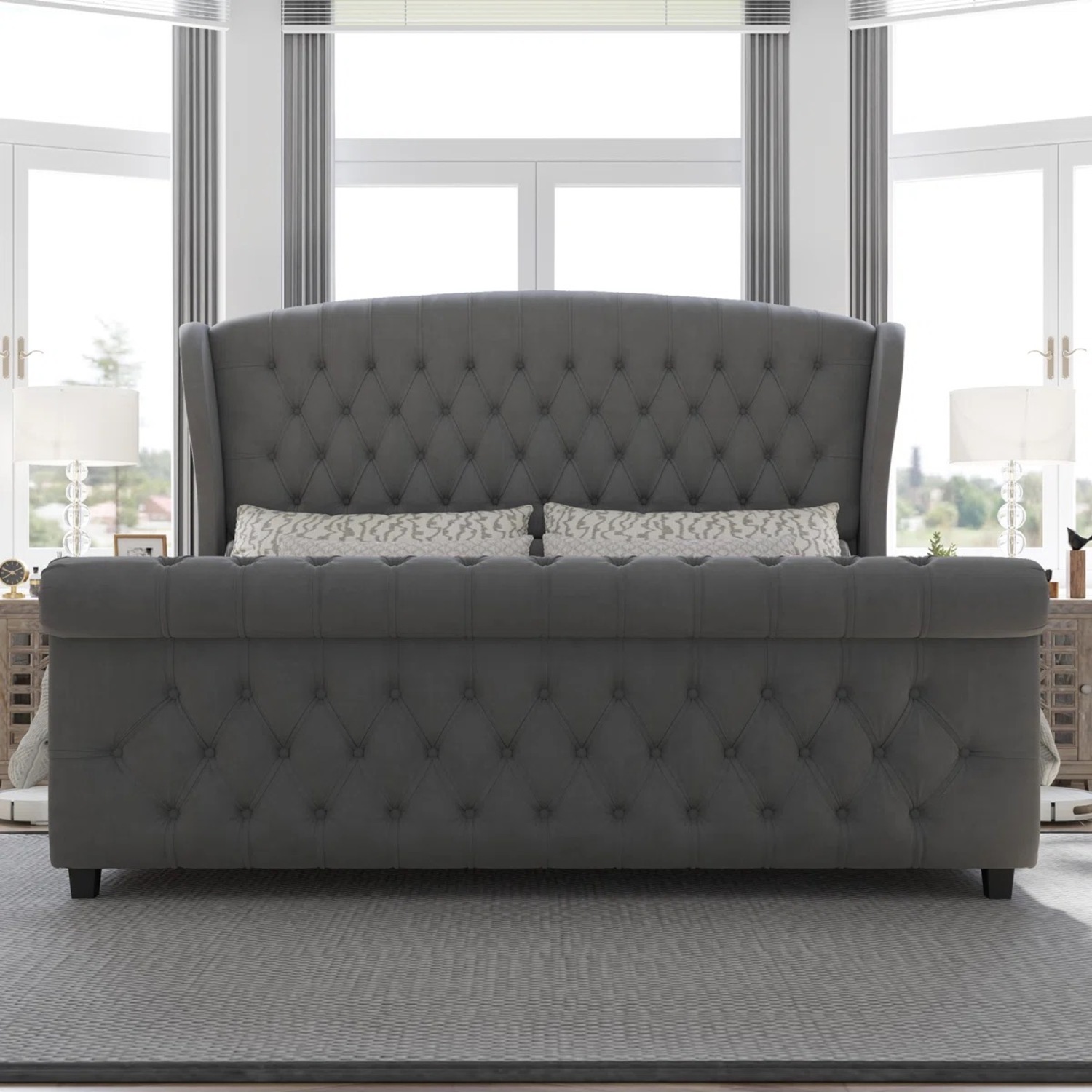 Wayfair Dulane Light Gray Wood Queen Bed - image-1