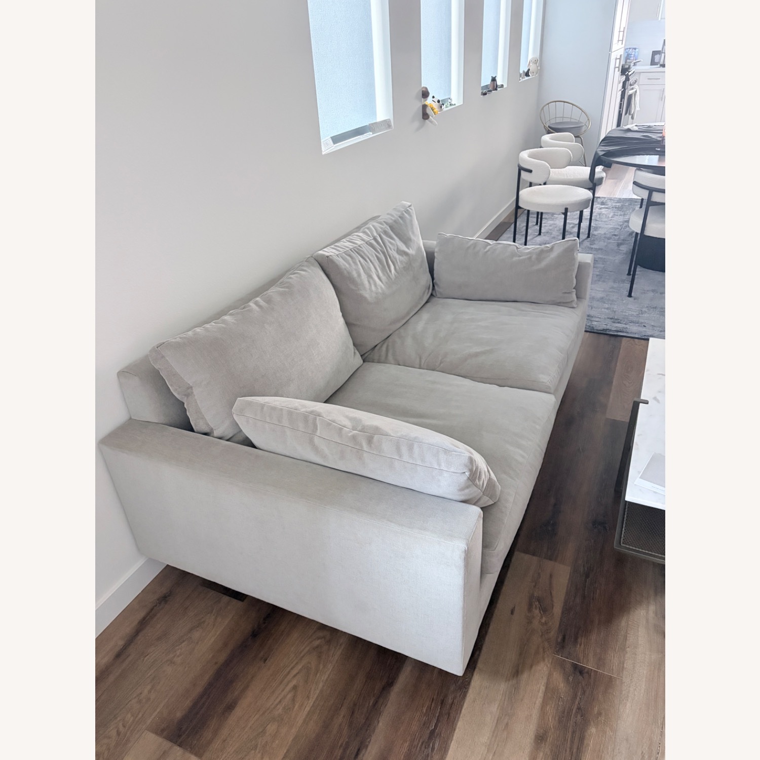West Elm Harmony Light Gray Linen 2 Seater Sofa - image-2