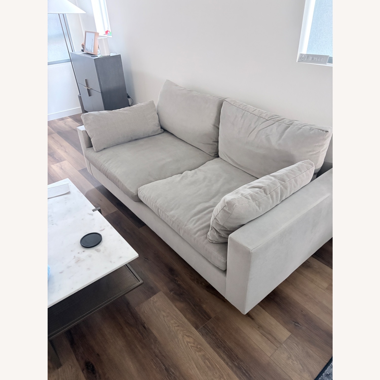 West Elm Harmony Light Gray Linen 2 Seater Sofa - image-1