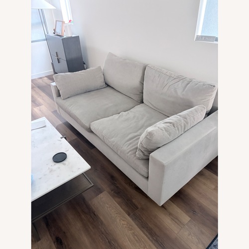 Used West Elm Harmony Light Gray Linen 2 Seater Sofa for sale on AptDeco