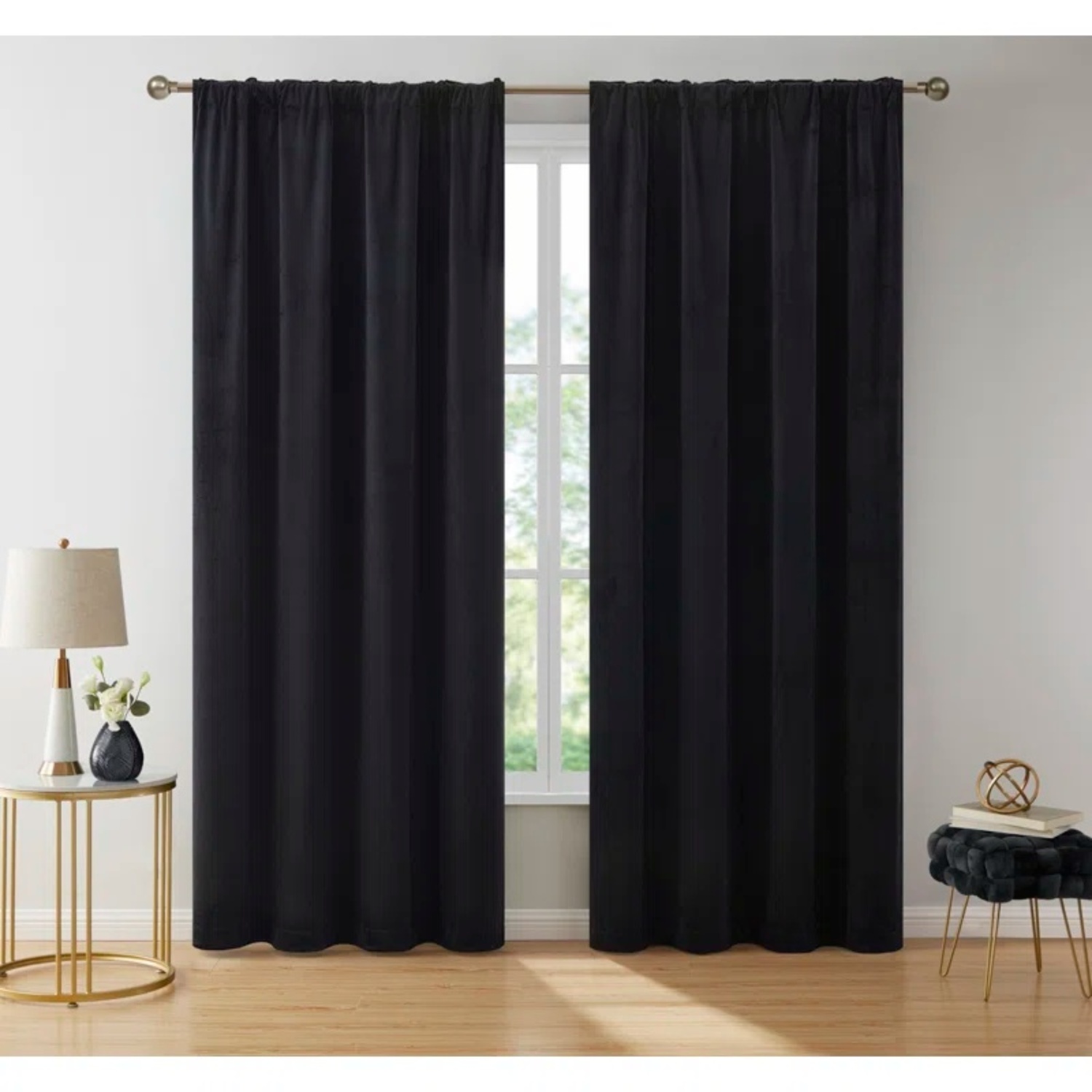 Wayfair Set of Black Velvet Curtains  - image-4