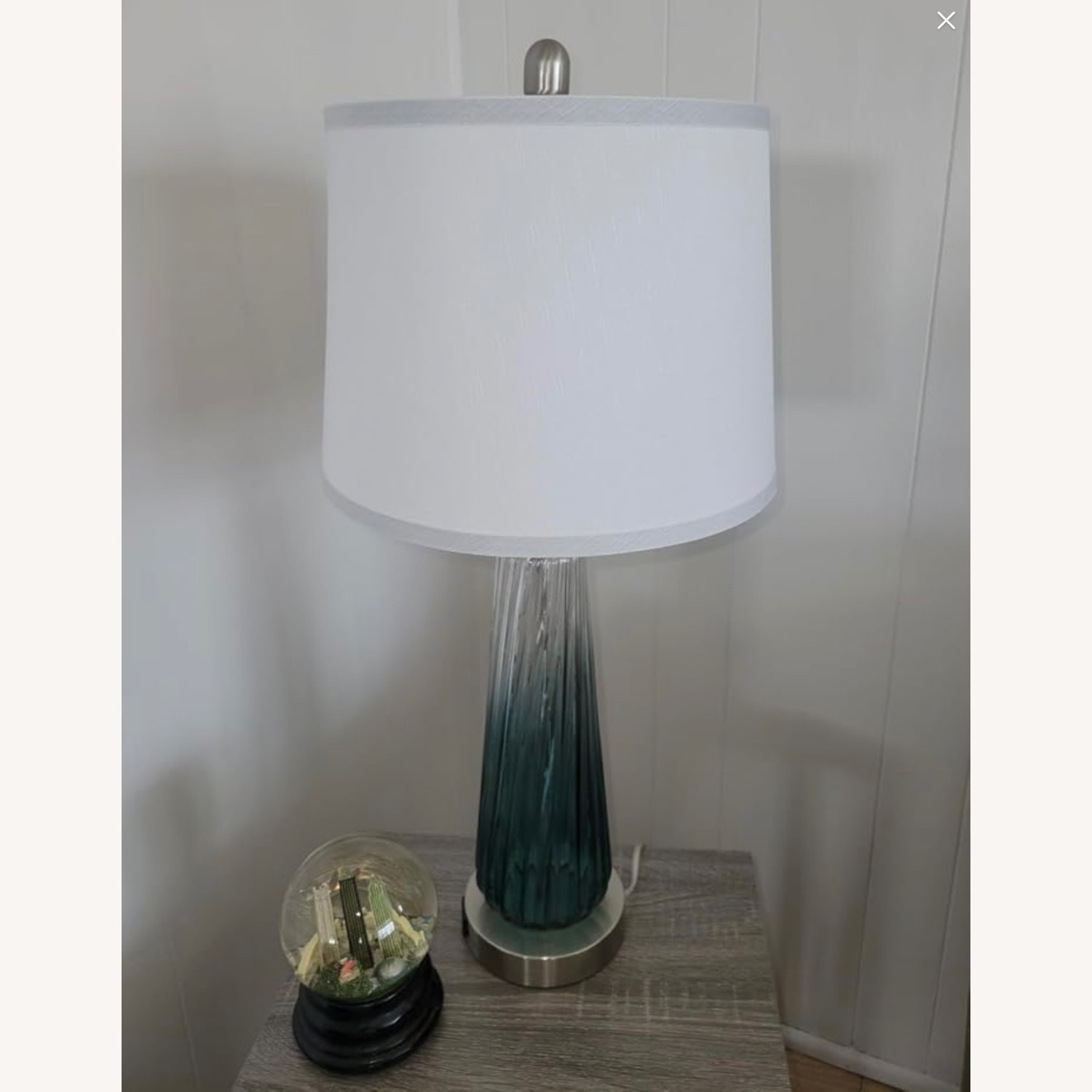 Wayfair Ivy Bronx Blue Glass Table Lamp - image-3