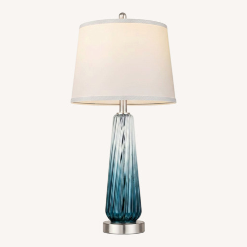 Used Wayfair Ivy Bronx Blue Glass Table Lamp for sale on AptDeco