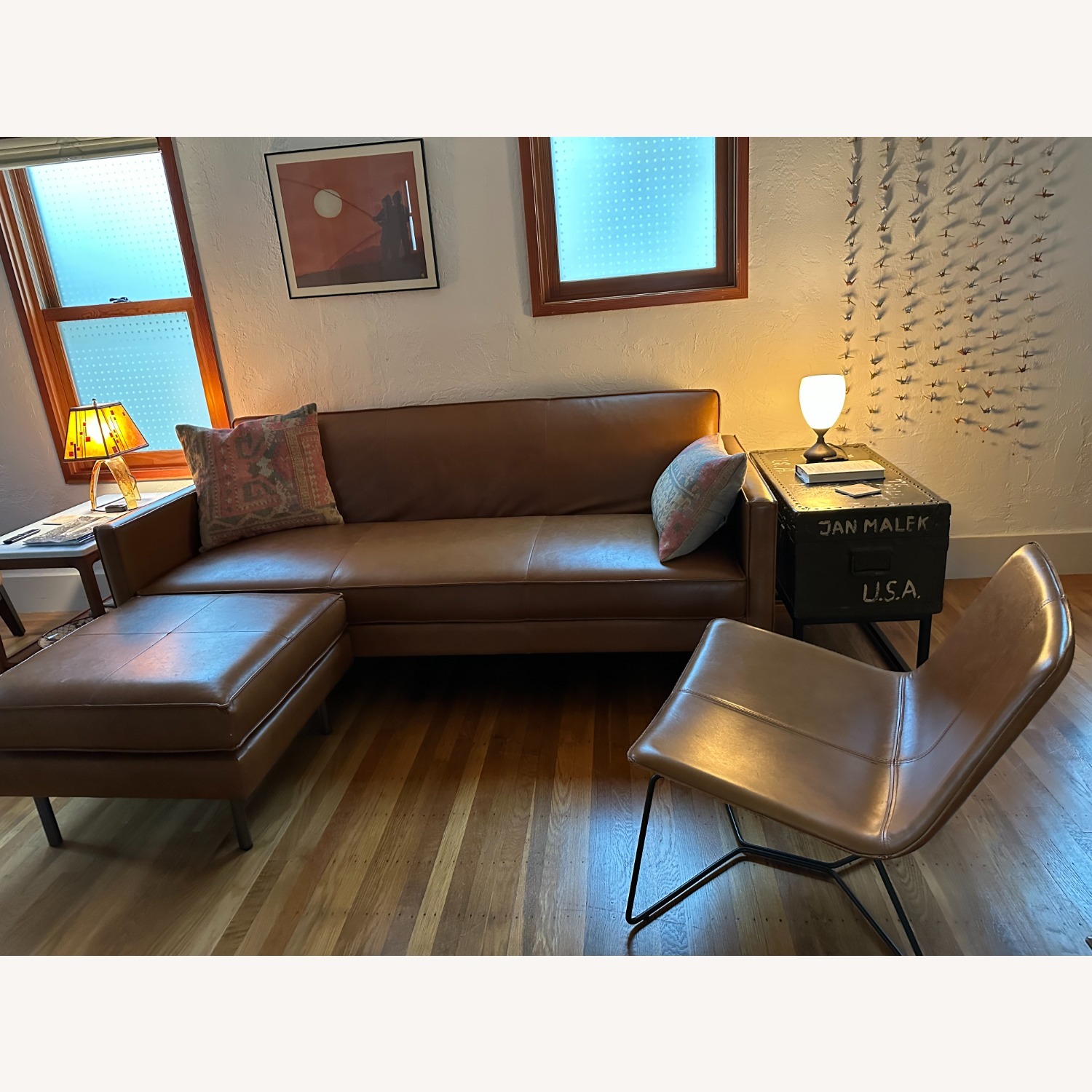 West Elm Axel Natural Leather Futon - image-2