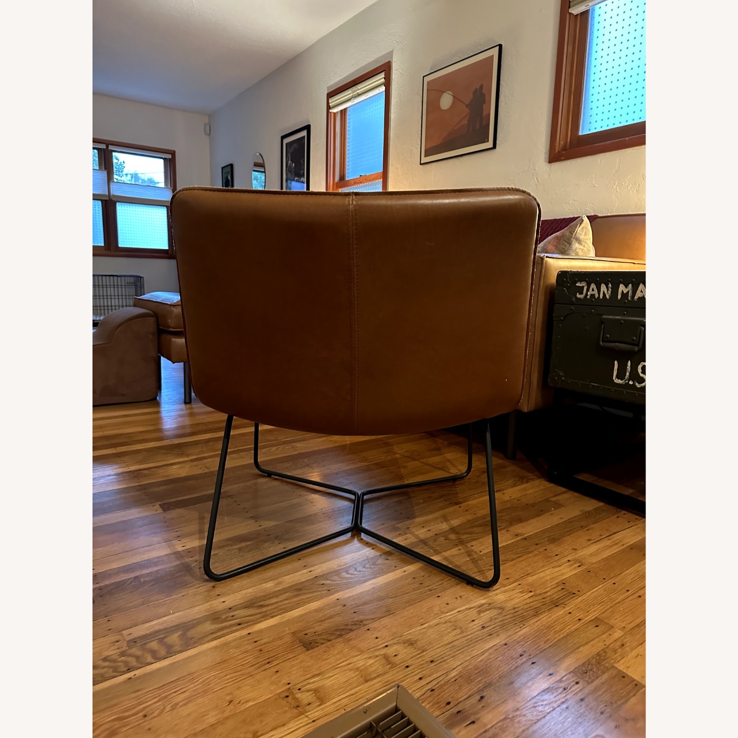 West Elm Slope Leather Lounge Chair - image-3