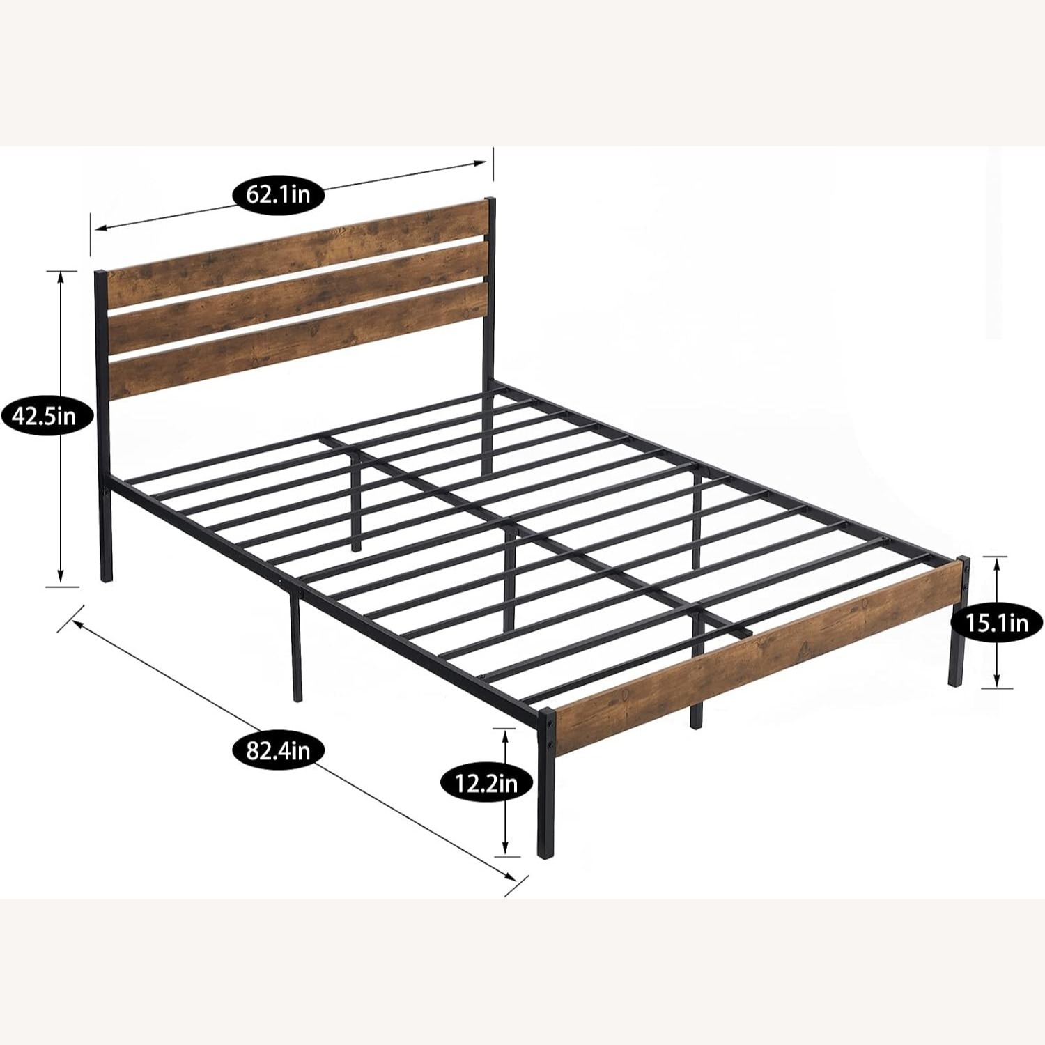VECELO Queen Size Bed Frame  - image-2