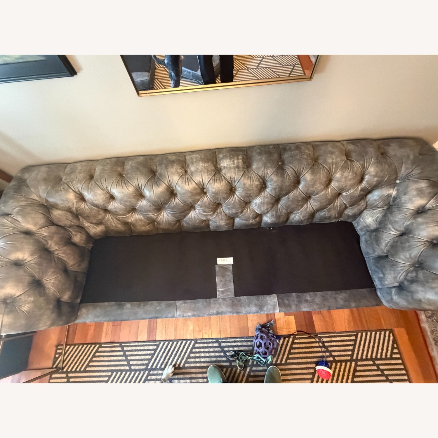 Arhaus Wessex Leather Sofa in Bronco Iron Gray - image-4