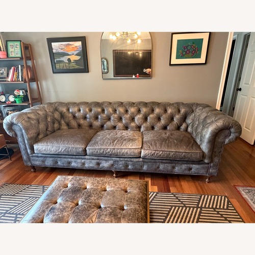 Used Arhaus Wessex Leather Sofa in Bronco Iron Gray for sale on AptDeco