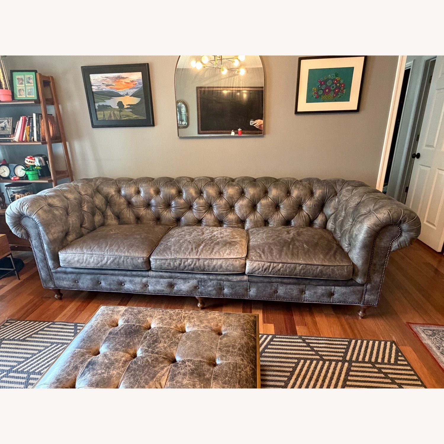 Arhaus Wessex Leather Sofa in Bronco Iron Gray - image-2