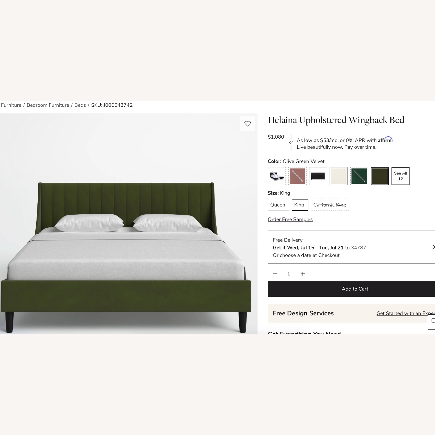 Helaina Upholstered Wingback Bed - image-2