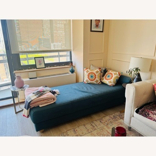Used CB2 Lubi Blue Fabric Daybed for sale on AptDeco