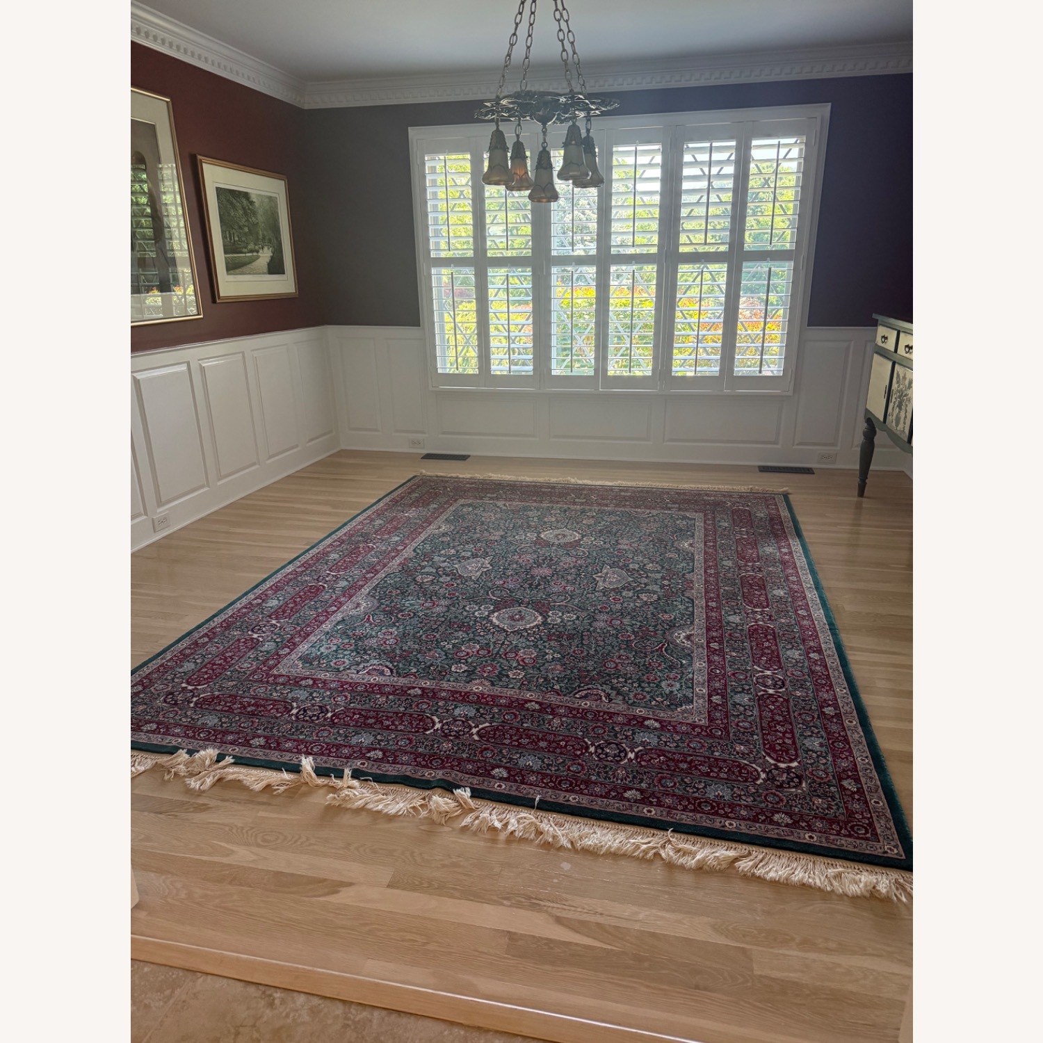 Green Burgundy, Cream, GrayArea Rug - image-1