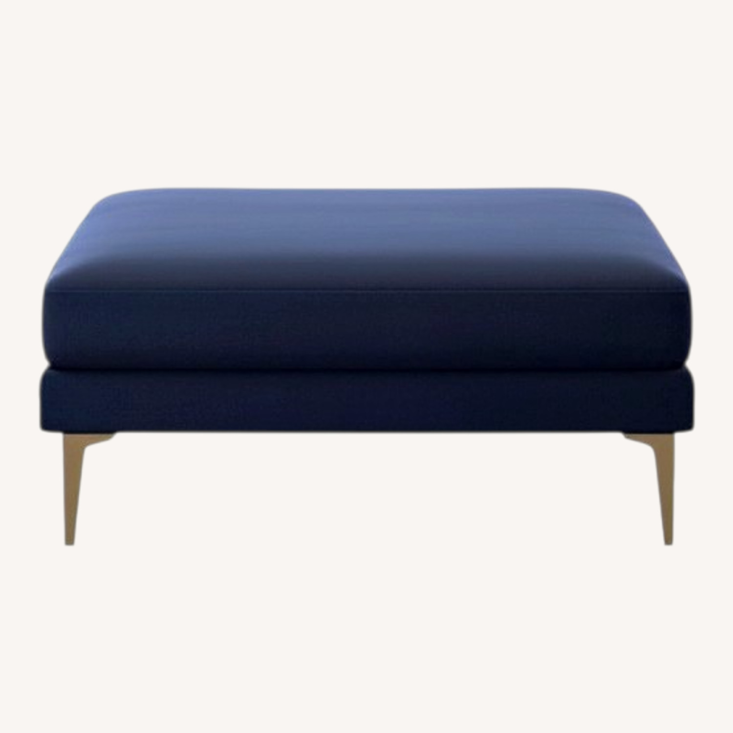 West Elm Andes Ottoman in Ink Blue Velvet - image-0