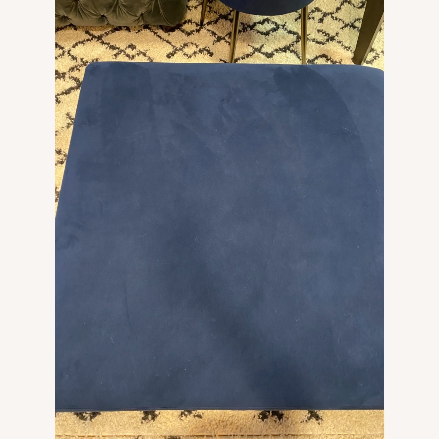 West Elm Andes Ottoman in Ink Blue Velvet - image-2