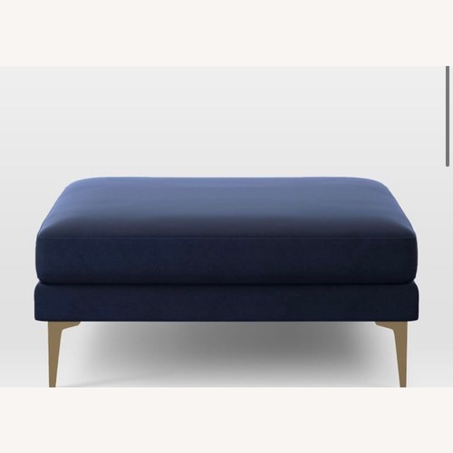 Used West Elm Andes Ottoman in Ink Blue Velvet for sale on AptDeco