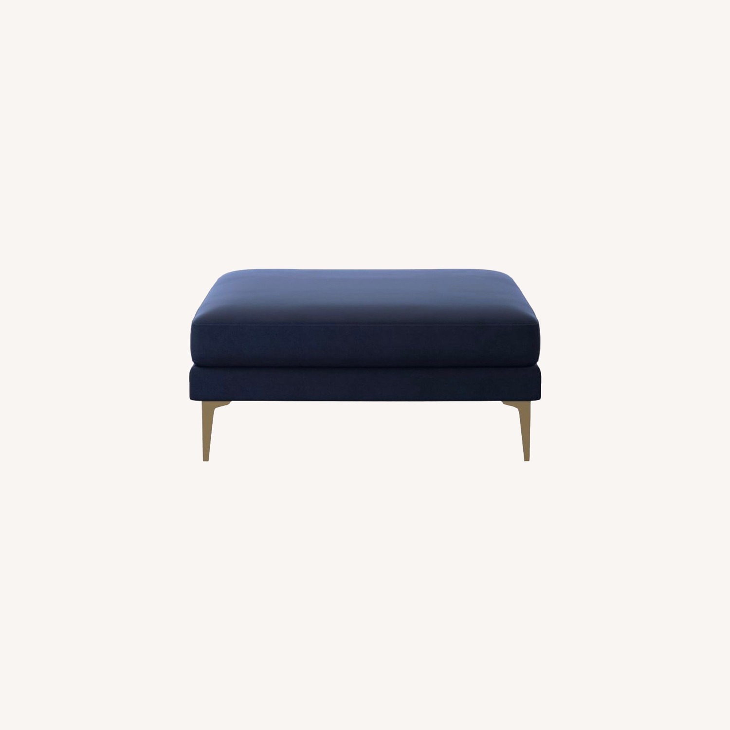West Elm Andes Ottoman in Ink Blue Velvet - image-4