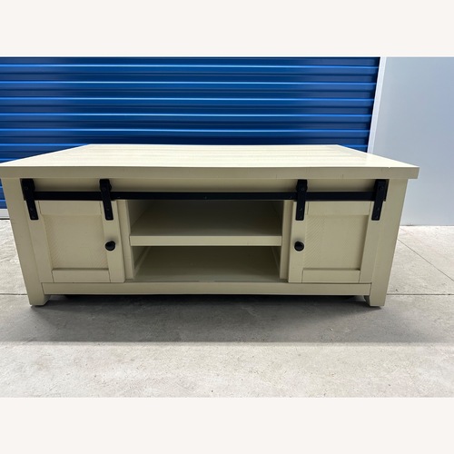 Used Bob's Discount Furniture Montana White Storage Coffee Table for sale on AptDeco