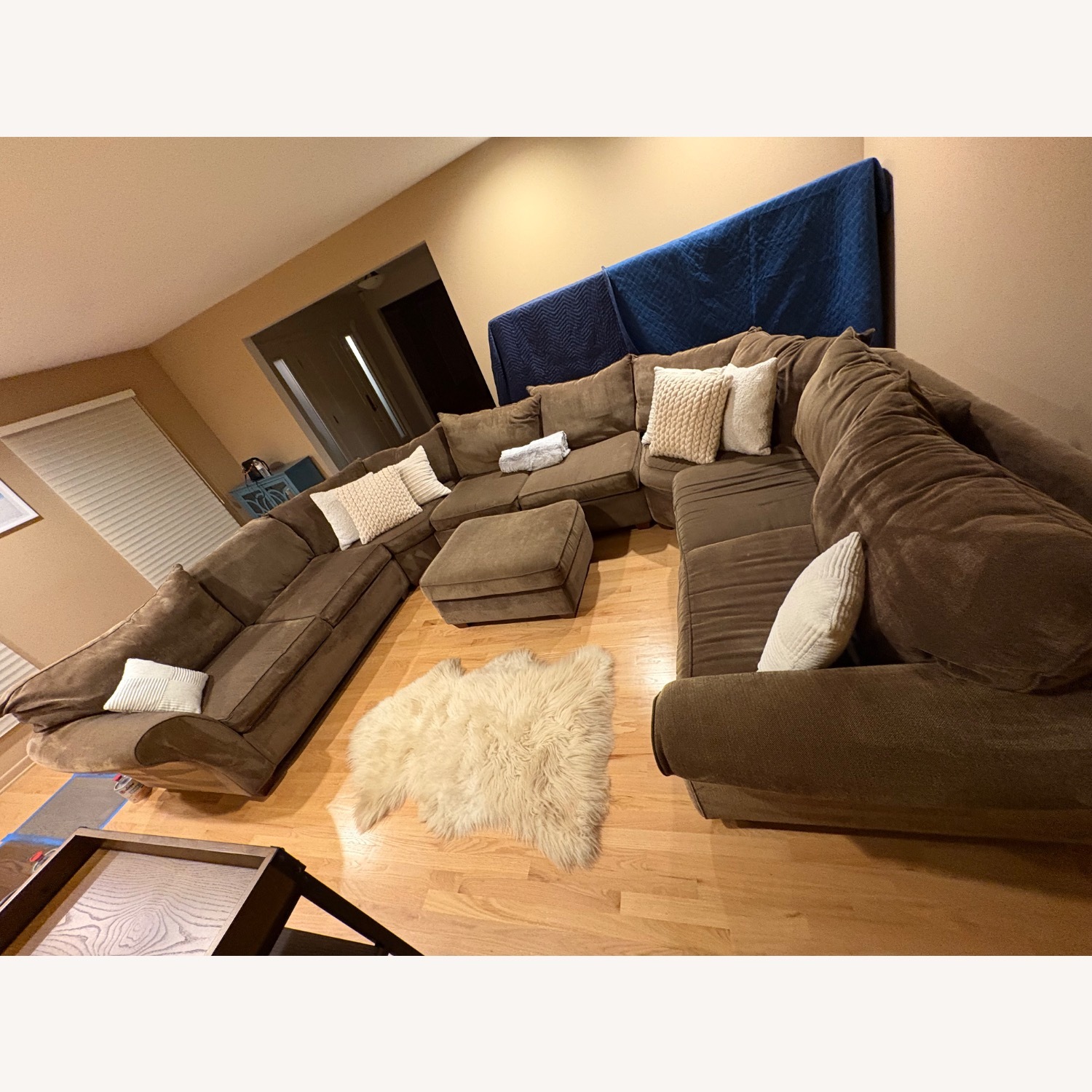 Custom Made Brown 8 Seat Sectional Sofa - image-1