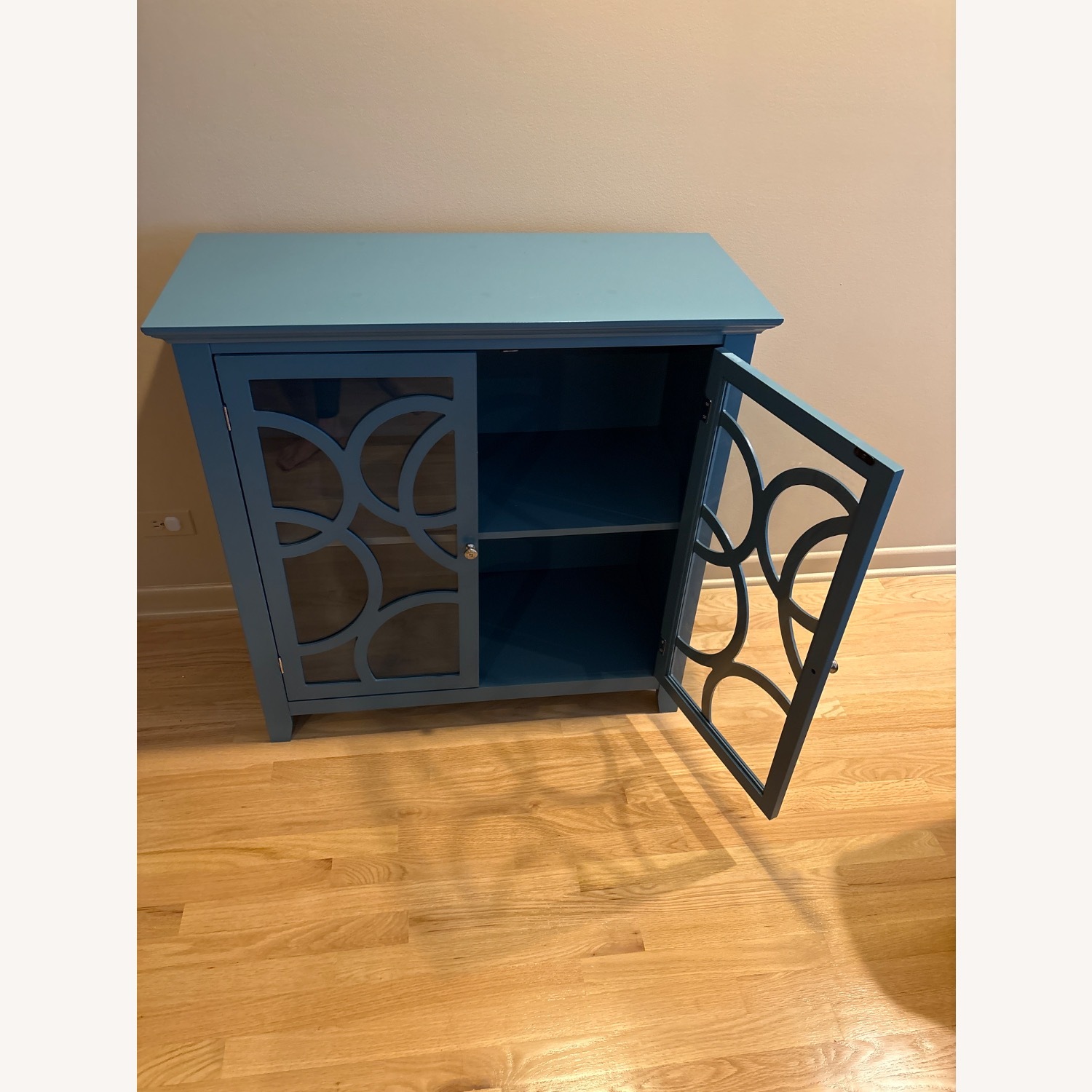 Teal Blue 2 Shelf Cabinet - image-7