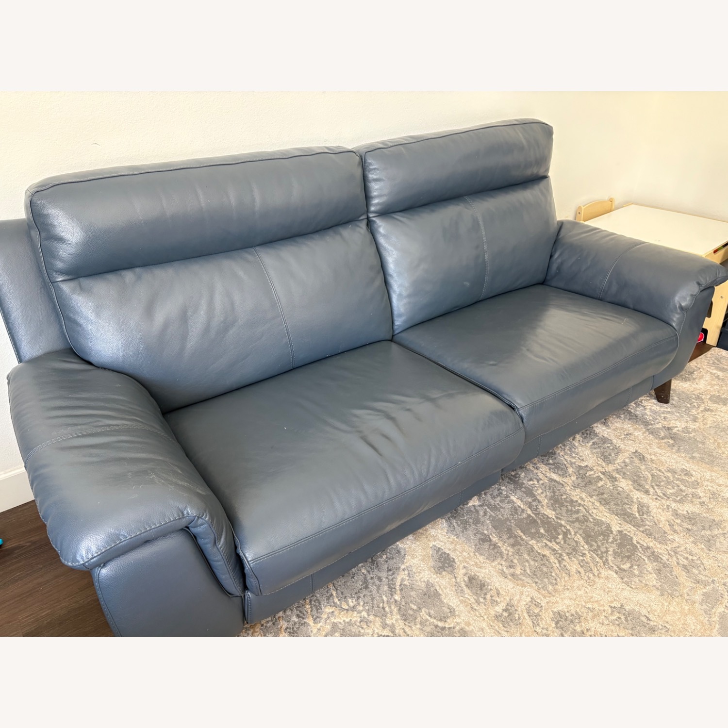 Living Spaces Moana Blue Leather 3+ Seater Sofa - image-4