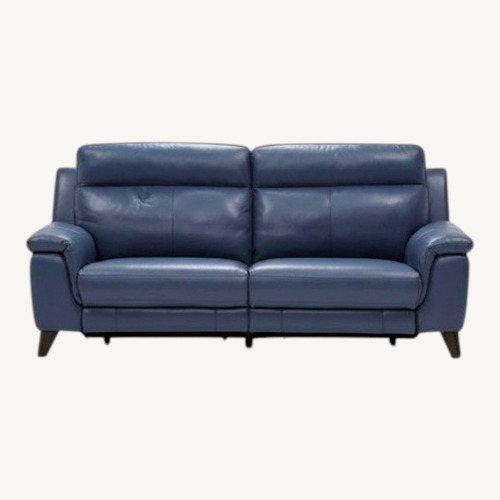 Used Living Spaces Moana Blue Leather 3+ Seater Sofa for sale on AptDeco