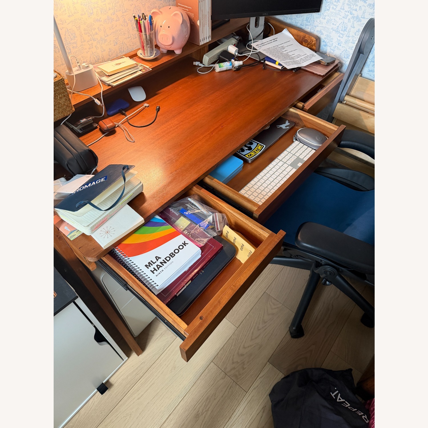 CB2 Drommen 3- Drawer Wood Desk - image-2