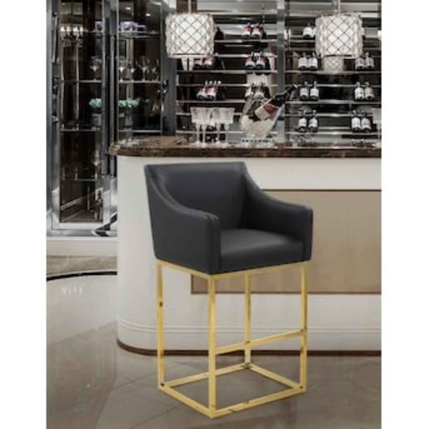 Lowe's Black & Gold Bar Stools 3 Pc Set - image-3