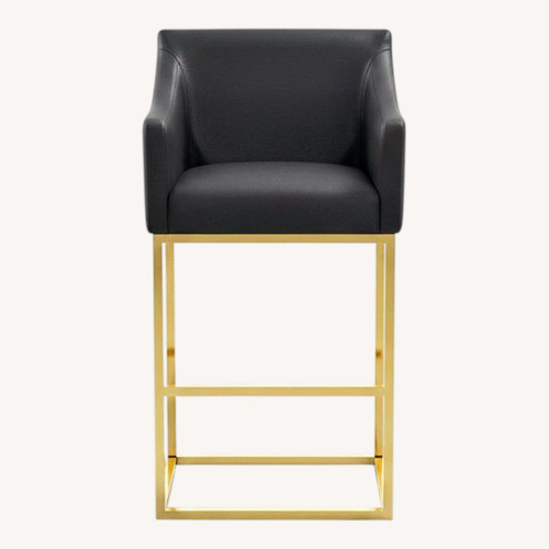 Used Lowe's Black & Gold Bar Stools 3 Pc Set for sale on AptDeco